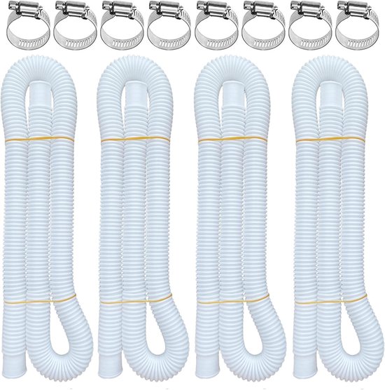4-teiliges Poolschlauchset Für Eingelassene Pools – 1,25 X 59 Zoll Filterpumpenschlauch Für Intex Filterpumpenmodelle 607 Und 637, Inklusive 8 Metallclips (4)