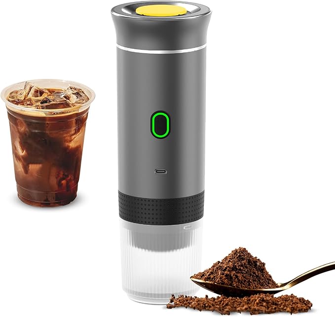 Dunkelgraue, Kabellose Kaffeemaschine Für Auto, Zuhause Und Reisen, 3-in-1-elektrokaffeemaschine, Geeignet Für Kapseln Oder Gemahlenen Kaffee