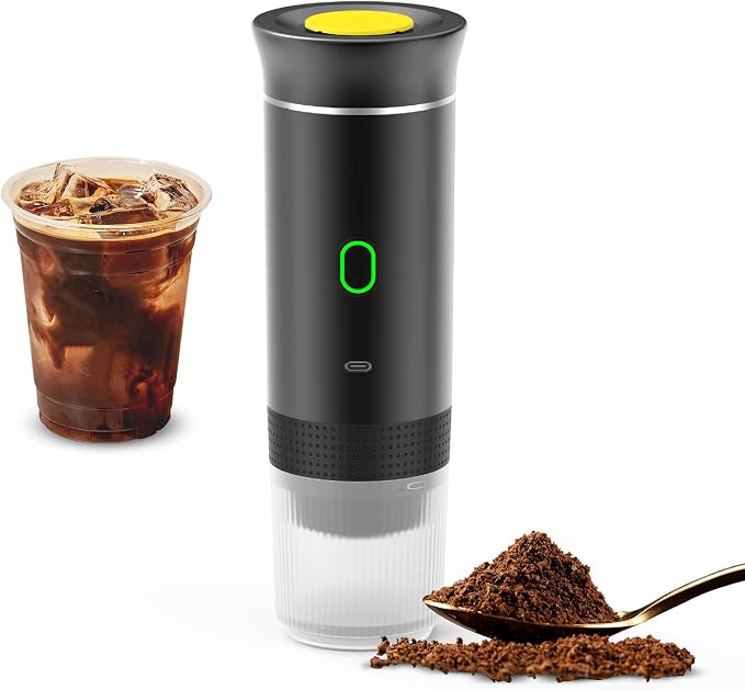 Schwarze, Kabellose Kaffeemaschine Für Auto, Zuhause Und Unterwegs, 3-in-1-elektrokaffeemaschine, Geeignet Für Kapseln Oder Gemahlenen Kaffee
