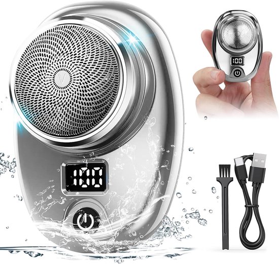 Tragbarer Mini-elektrorasierer, Aluminiumring, Led-anzeige, Usb-aufladbar, Wasserdicht, Ein-knopf-bedienung, Für Herren.