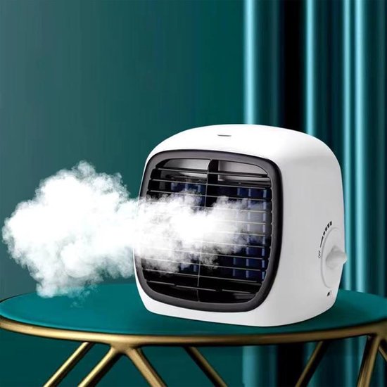 Tragbarer Luftkühler Mit 3 Lüfterstufen, Leiser Tischventilator Mit Nebelfunktion, Für Den Innen- Und Außenbereich Für 6-8 Stunden Einsetzbar.