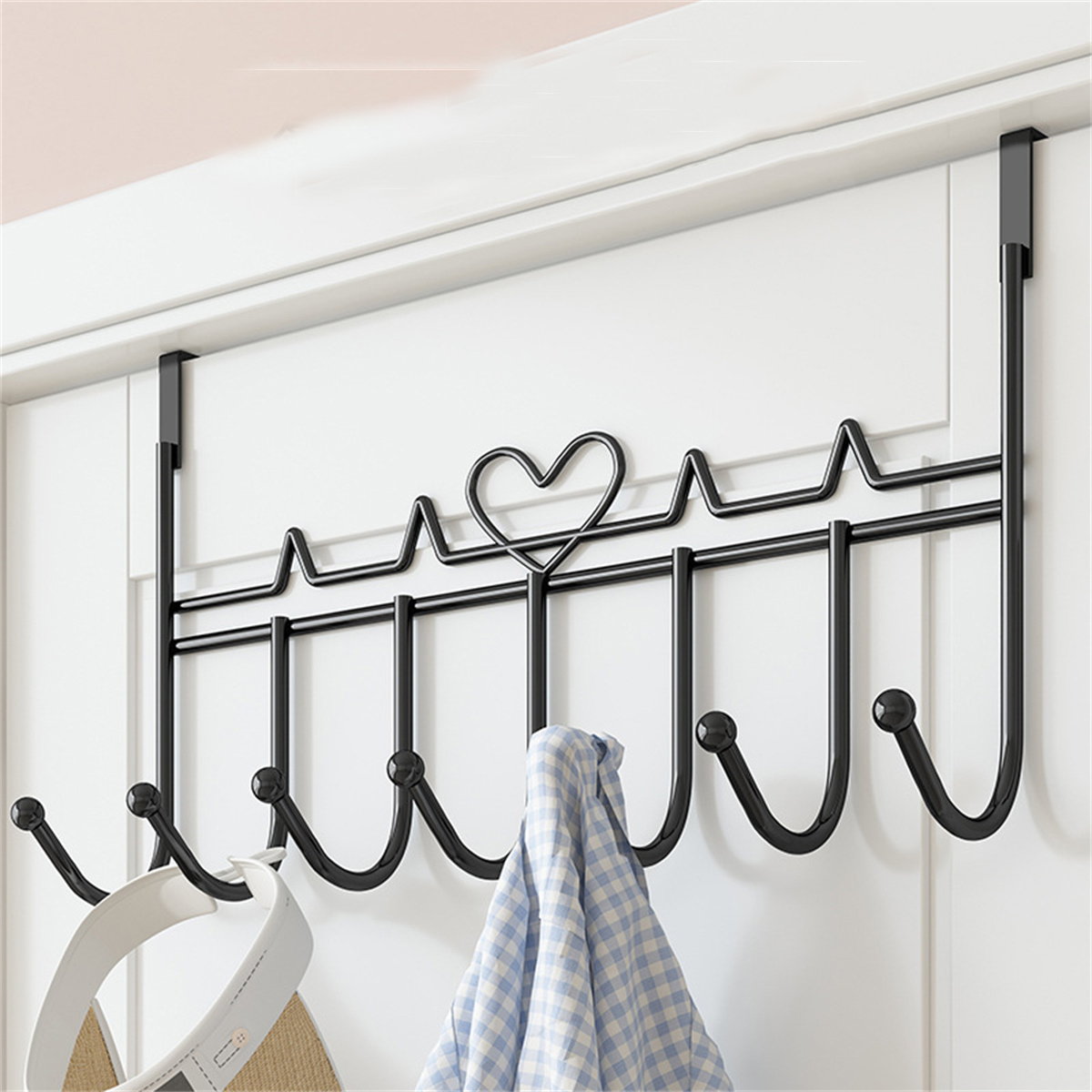 Türhaken, Handtuchhalter, Garderobenständer Mit 7 Haken, Hängeregal Aus Metall Für Kleidung, Mäntel, Hüte, Handtücher, Schlüssel, Zuhause, Büro, Küche