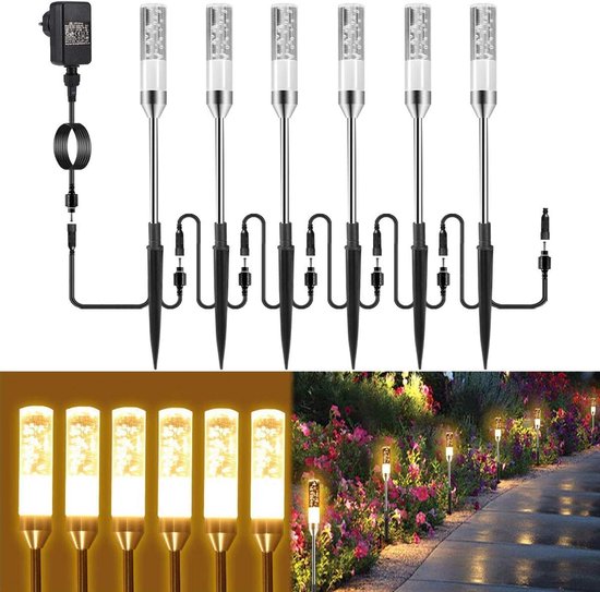 Gartenbeleuchtungsleiste Mit Erdungskabel, 12 V, Ip65 Wasserdicht, 6er-pack
