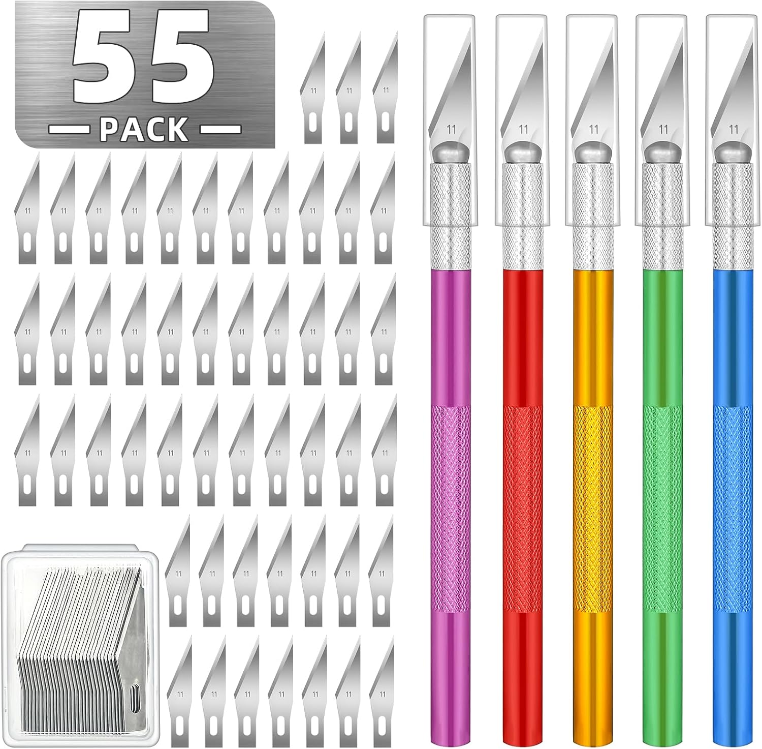 55-teiliges Exacto-messerset – Bastelmesserset – Enthält 5 Bastelmesser Und 50 Präzisionsklingen (nr. 11) Für Kunst, Scrapbooking Und Gravuren.