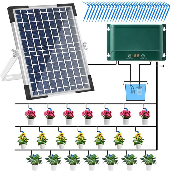 Automatisches 10w Solar-tropfbewässerungsset, Intelligentes Bewässerungssystem Für Blumenbeete, Terrassen Und Gewächshäuser.