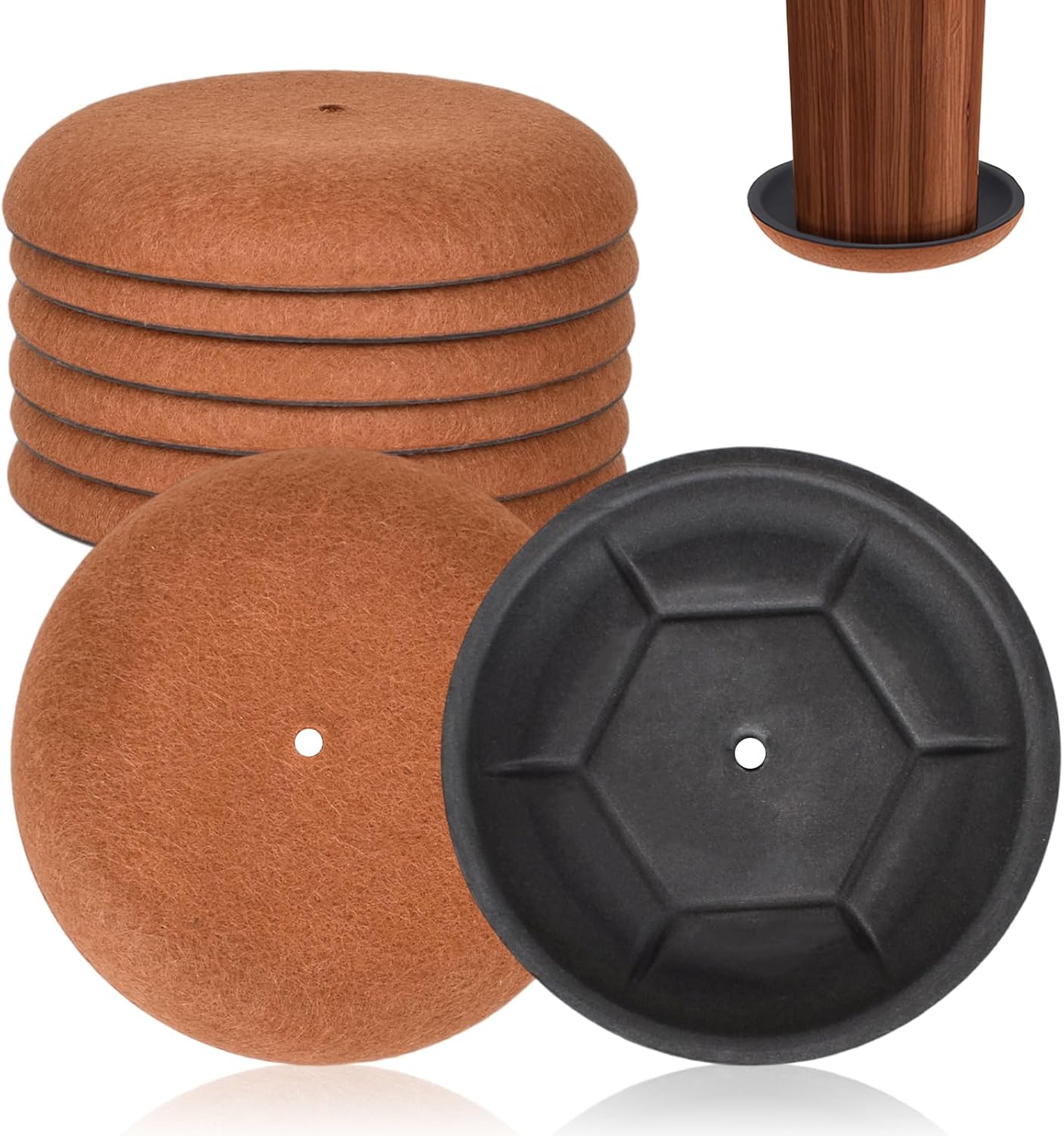 12-teiliges Set Robuster Möbeltransportpads, Rund, Geräuscharm, Abriebfest Und Rutschfest – Braun