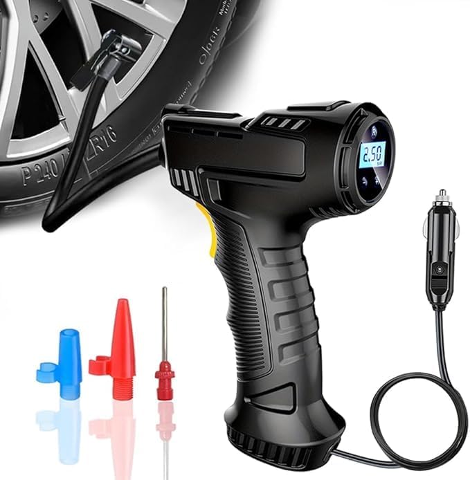 Luftpumpen – Autoreifen – Tragbare Reifenpumpen – Kabelpumpen – Autozubehör – Reifenpumpen Mit Digitalem Manometer – Led-beleuchtung Und Automatischer Abschaltung