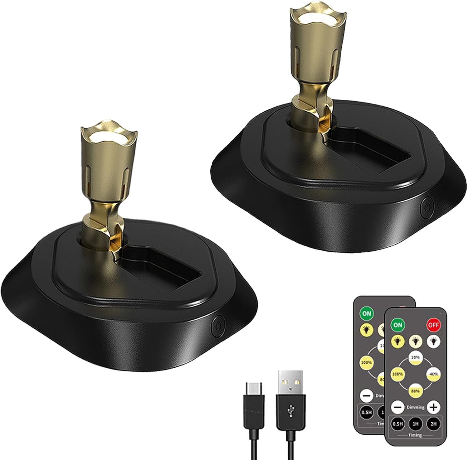 2er-pack Led-innenstrahler – Kabellose, Dimmbare Displayleuchten – Pflanzen – Kunstwerke – Porträts (schwarz)