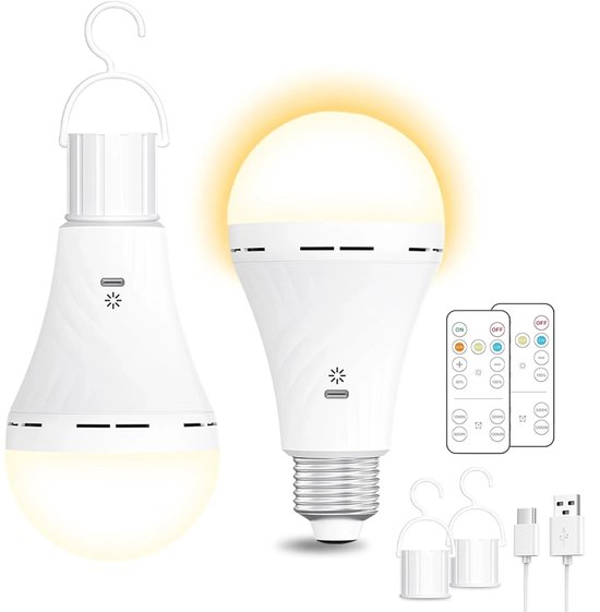 Zwei Wiederaufladbare Led-lampen, Usb-anschluss, Fernbedienung Mit Timer, E26-hakenfassung, Für Tisch-/pendellampen Und Nachtlichter