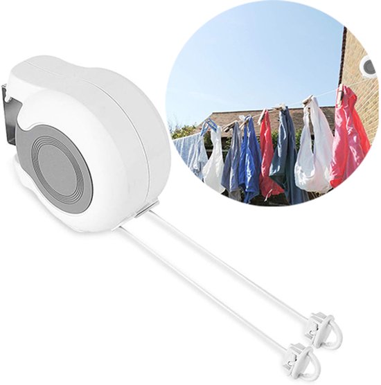 Weiße, Einziehbare, Wetterfeste Wäscheleine Aus Kunststoff Für Den Außenbereich – 2er-pack
