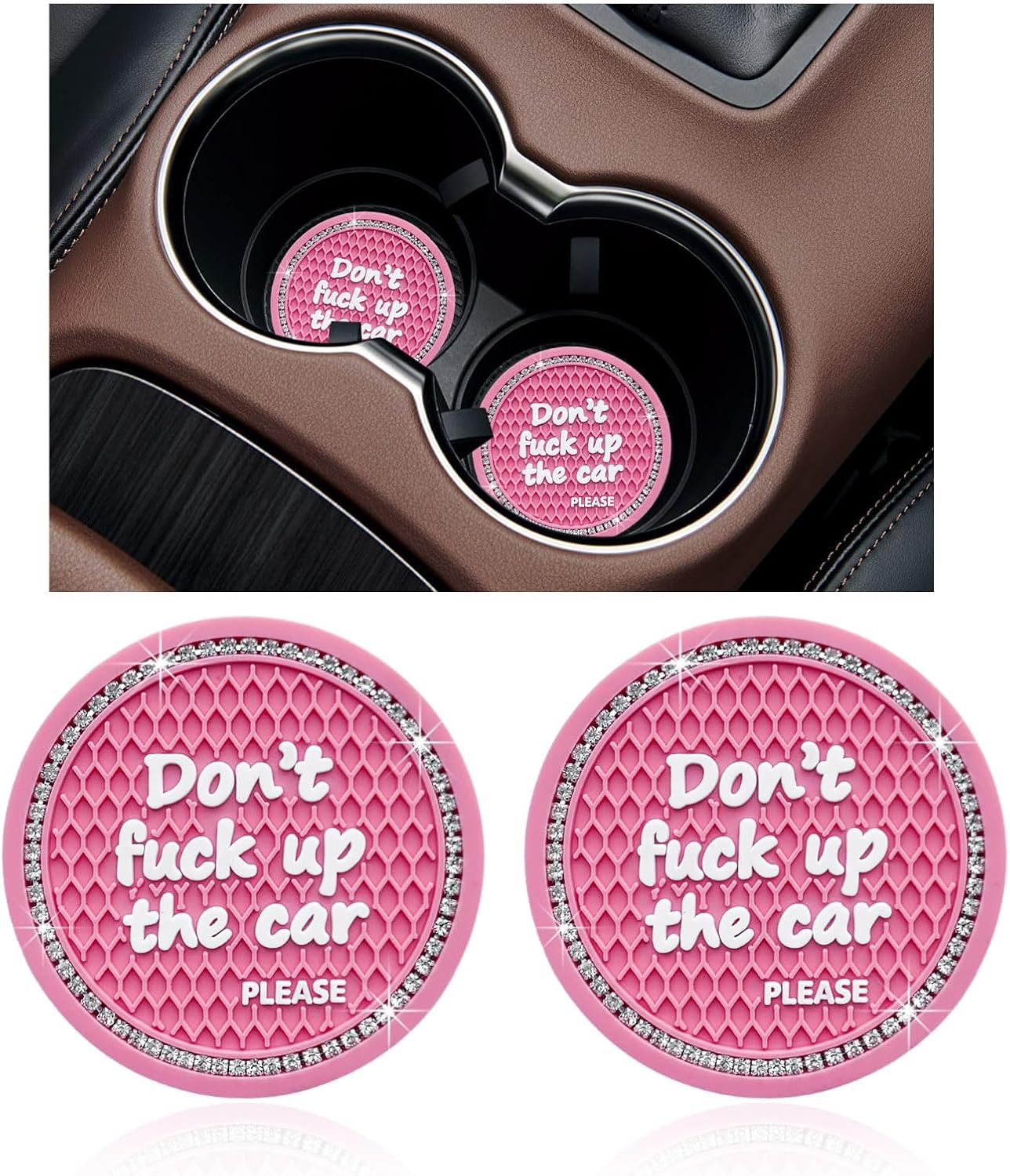 2er-pack Glitzer-auto-untersetzer – 7 Cm Große, Rutschfeste Auto-untersetzer – Kristall-auto-untersetzer – Perfekt Für Frauen Und Mädchen – Universell Für Den Innenraum Geeignet