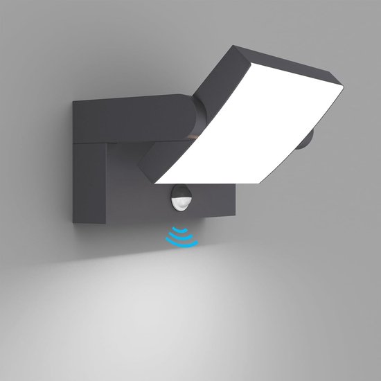 Gartenwandleuchte, 12 W Led Mit Bewegungsmelder, Ip65, Anthrazitgrau