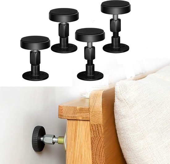 Bettgestell-stabilisierungswerkzeug – Kopfteilstopper – Verstellbar 47–64 Mm – 4-teiliges Set – Wandschoner Für Bett, Kleiderschrank Und Sofa