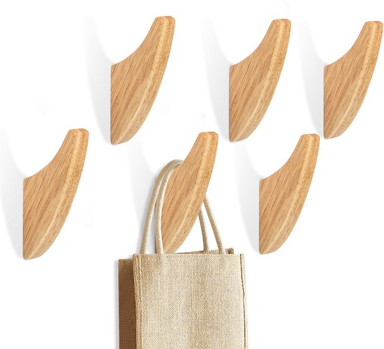 Garderobenhaken Aus Holz, 3er-set, Wandhaken Aus Massiver Eiche, Haifischflossen-design, Für Kleiderschränke, Türen, Schallschutzpaneele, Mit Schrauben, 12,5 Cm, Modern