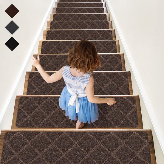 Rutschfeste Treppenmatten (15-teiliges Set) - 76 X 20,3 Cm - Waschbare, Selbstklebende Treppenstufenmatten Für Den Innenbereich
