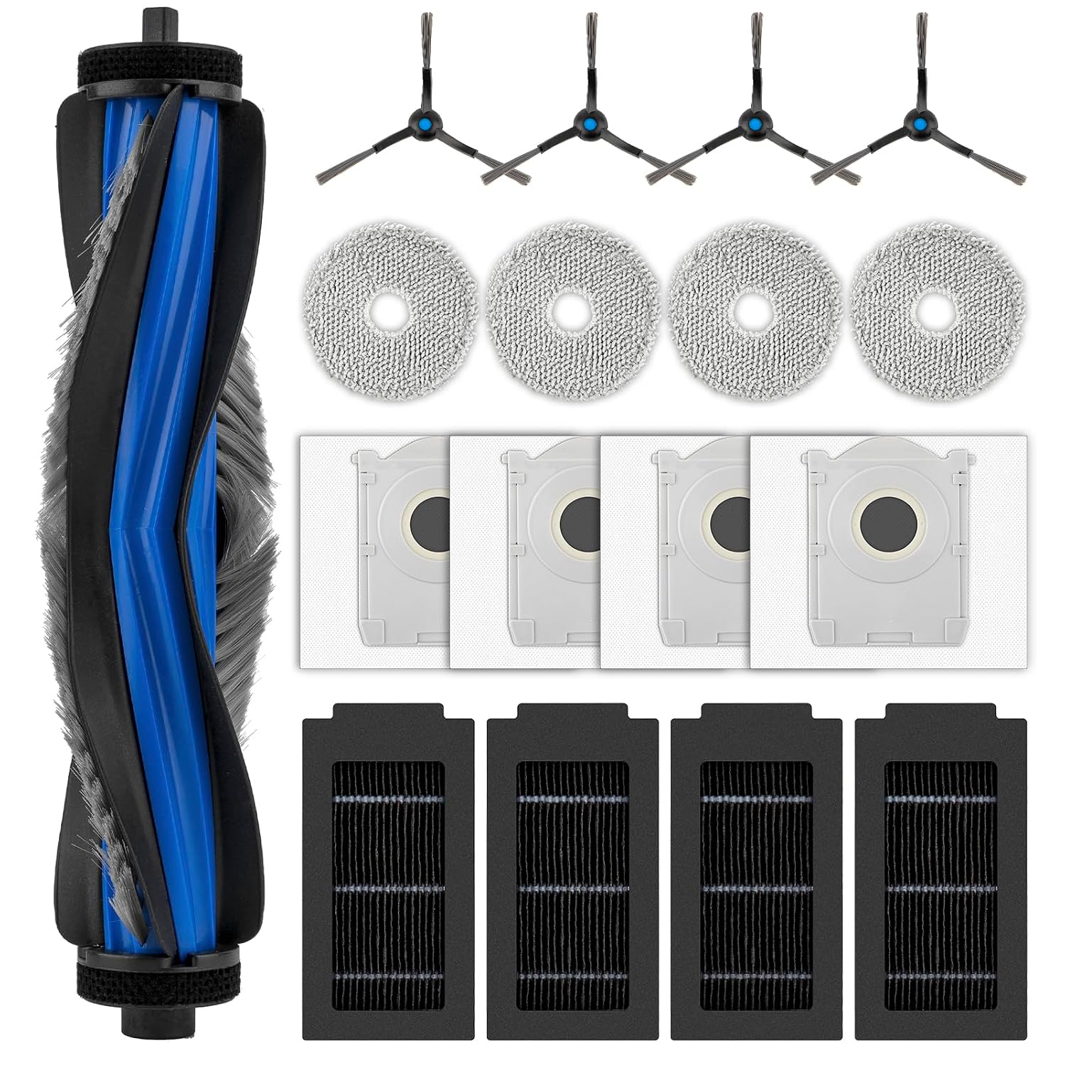 17-teiliges T50 Pro All-in-one-set Für Ecovacs Deebot T50 T50 Pro Omnidirektionale Bürste, 1 Rotationsbürste, 4 Seitenbürsten, 4 Beutel, 4 Filter, 4 Wischmopps