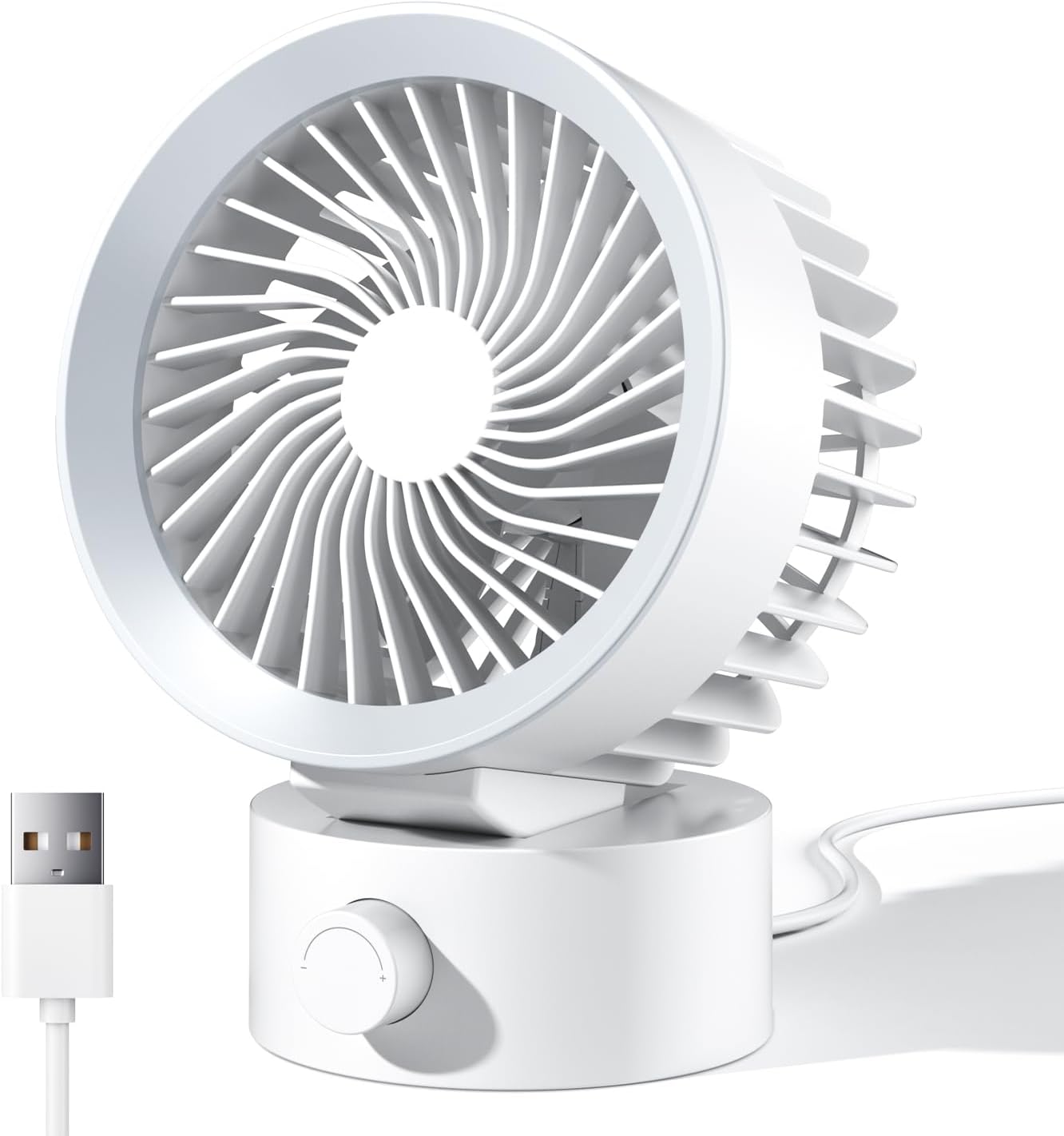 Usb-tischventilator – Stufenlos Verstellbar – Starker Luftstrom – Flüsterleise – Usb-stromversorgung – Weiß