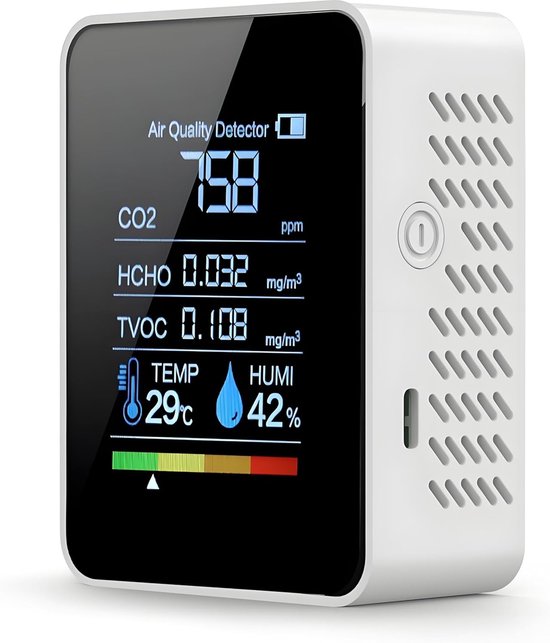 15-in-1-raumluftqualitätsmonitor Für Kohlendioxid, Feinstaub (pm2,5) Und Tvocs, Weiß