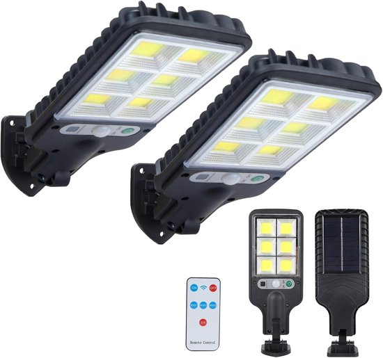 2er-pack Wasserdichte Solar-sicherheitsleuchten Für Den Außenbereich Mit Bewegungsmelder Und Fernbedienung, Leistungsstarker Flutlichtstrahler Für Garage Und Terrasse