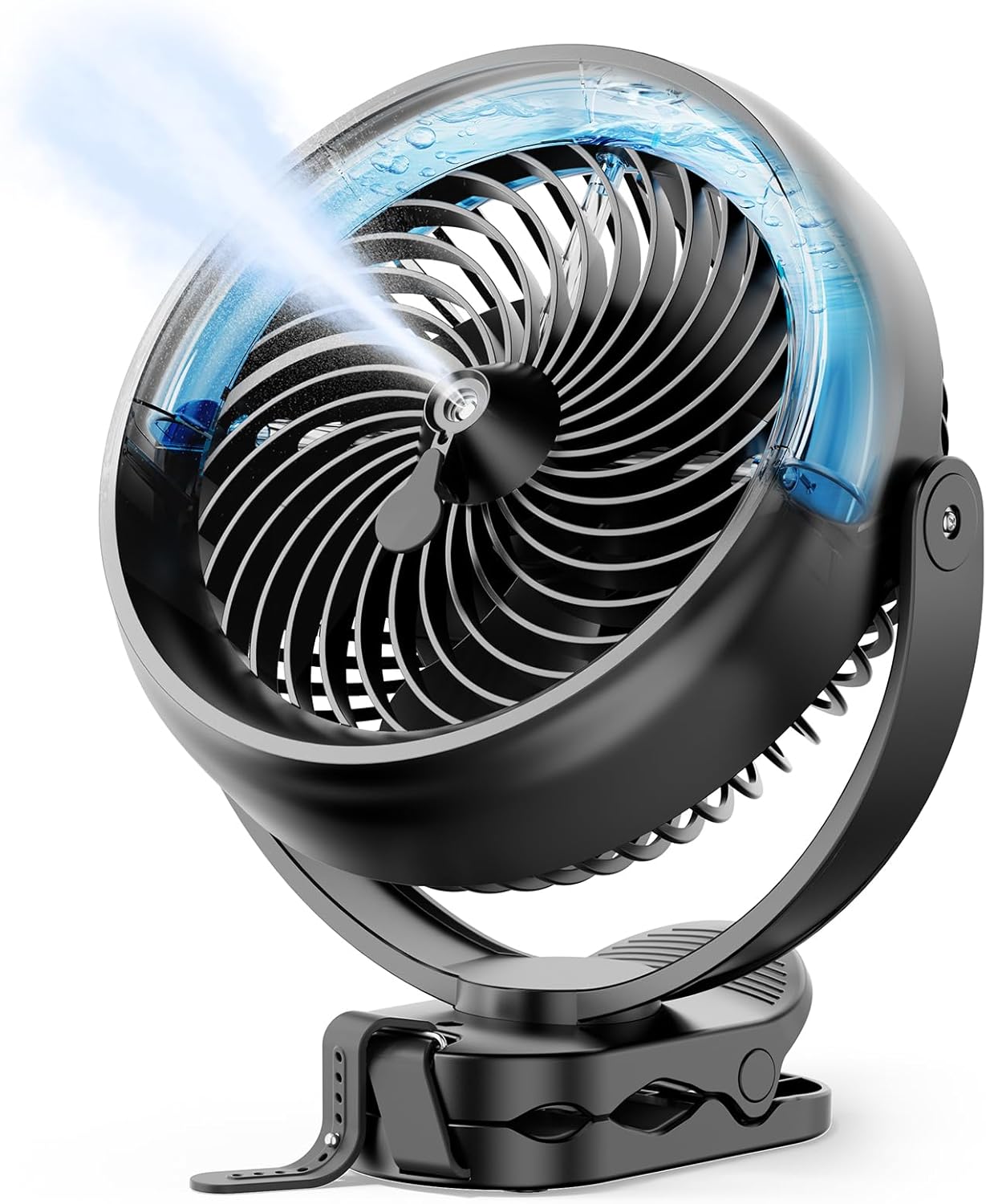 8-zoll-nebelventilator Mit Clip – 10.000-mah-akku – Bis Zu 48 Stunden Laufzeit – 3 Geschwindigkeitsstufen – 2 Nebelmodi – 200-ml-wassertank – Ideal Für Golfwagen Und Zuhause – 8 Zoll