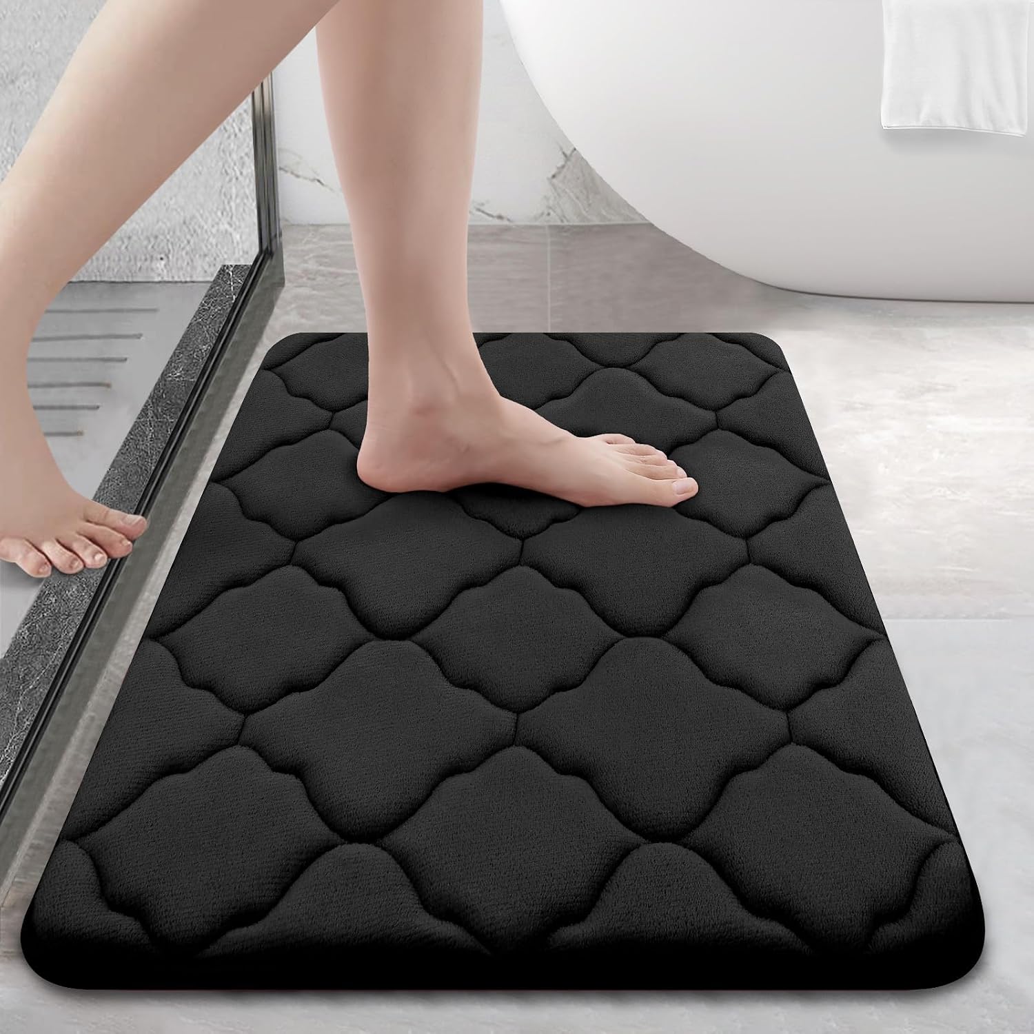 Badematte Aus Memory-schaum – 60 X 40 Cm – Superweiche Und Saugfähige Badematte – Rutschfest – Komfortabel – Maschinenwaschbar – Für Badezimmerböden – 60 X 40 Cm
