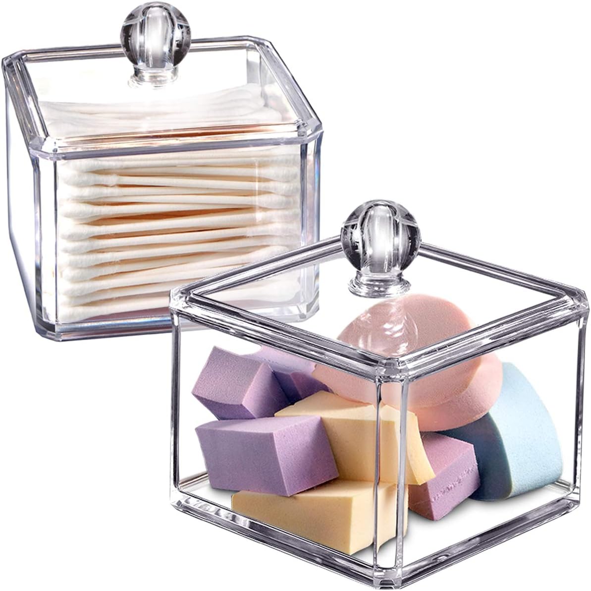 2-teiliger Moderner Quadratischer Acrylständer – Transparenter Medizinbehälter Mit Deckel