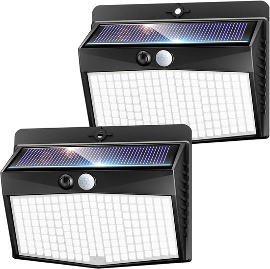 Solarleuchten Für Gärten Und Garagen Mit Bewegungssensor, 3 Modi, Ip65 Wasserdicht, 168 Leds, 2er-pack [bewertung E].