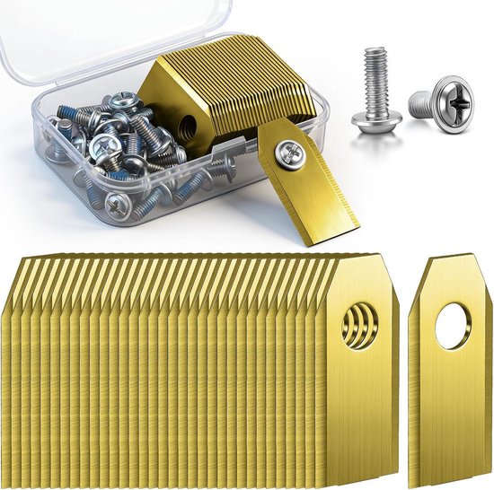 30er-packung Goldene Edelstahl-ersatzklingen Mit Schrauben Für Mähroboter, 36 X 18 Mm