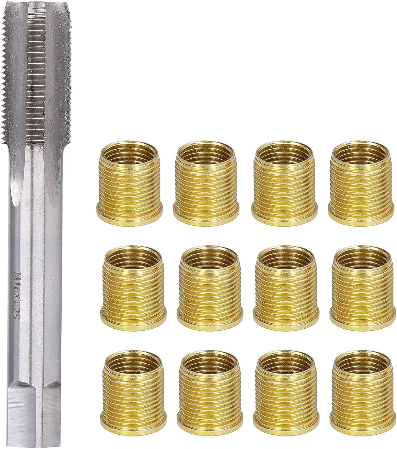 Reparaturwerkzeug Für Zündkerzengewindebohrungen, 12 Gewindeeinsätze M14 X 1,25, 1 Gewindebohrer M16 X 1,25