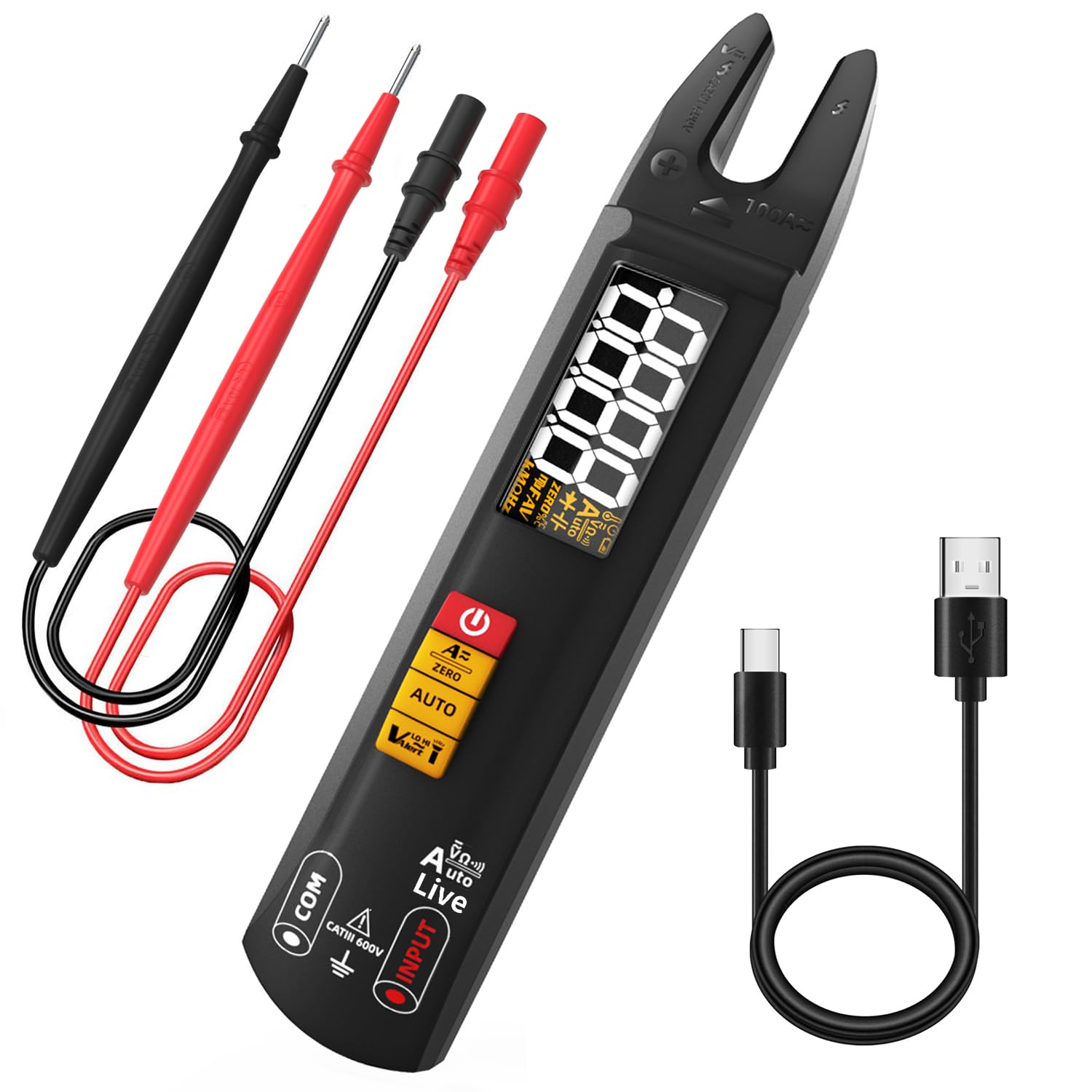U0 Smart Digitalmultimeter Mit Offener Stromzange Und Berührungslosem Spannungsprüfer, Wiederaufladbares Automatisches Testgerät Für Wechsel- Und Gleichstrom/spannung