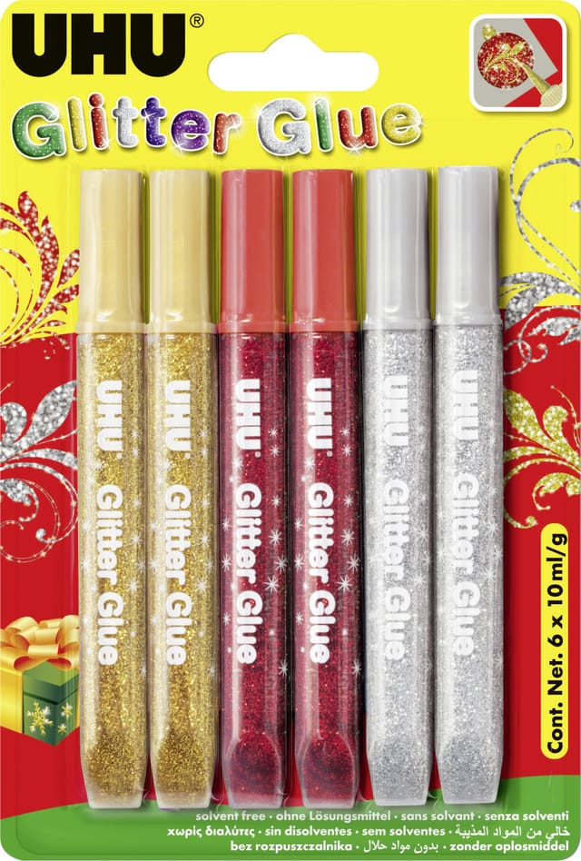 UHU - Glitter Glue 6 x 10 ml Bastelkleber