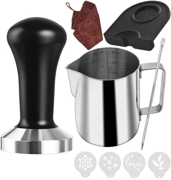 6-teiliges Kaffeetamper-set, 51 Mm, 350 Ml, 11,836 Oz – Silber