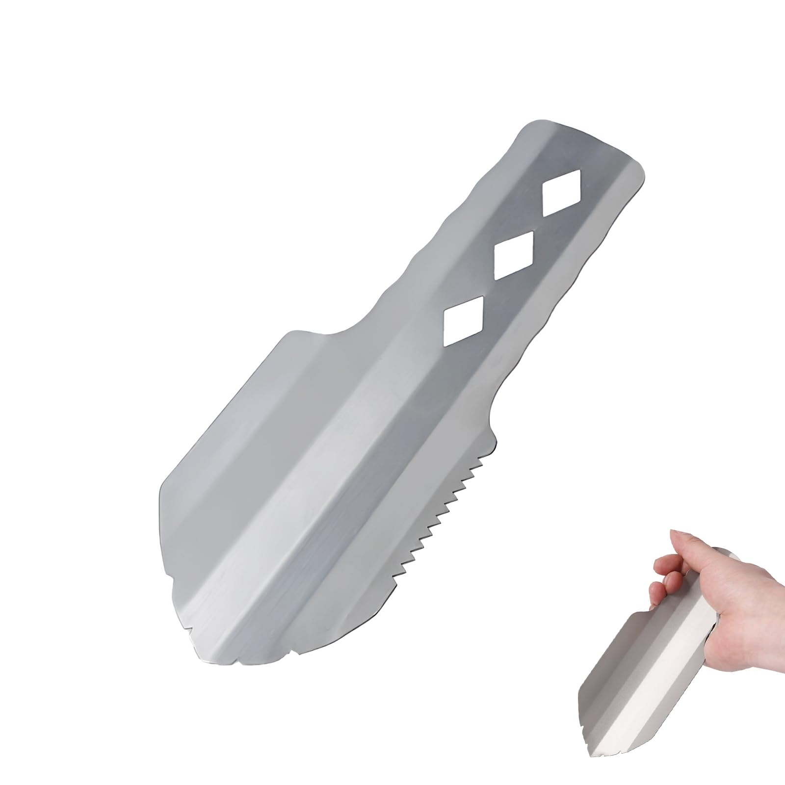 Ultraleichter Aluminium-rucksackspaten – Kompaktes, Tragbares Und Multifunktionales Werkzeug Mit Verlängertem Griff Für Wandern, Camping Und Überlebensausrüstung (silber)