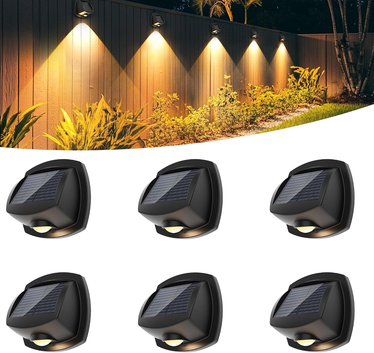 Wasserdicht (ip65) – Solar-treppenleuchten Für Zaun, Terrasse Und Treppe – Zweifarbige Leds Mit 3 Lichtmodi – Wandleuchte – 6-teilig