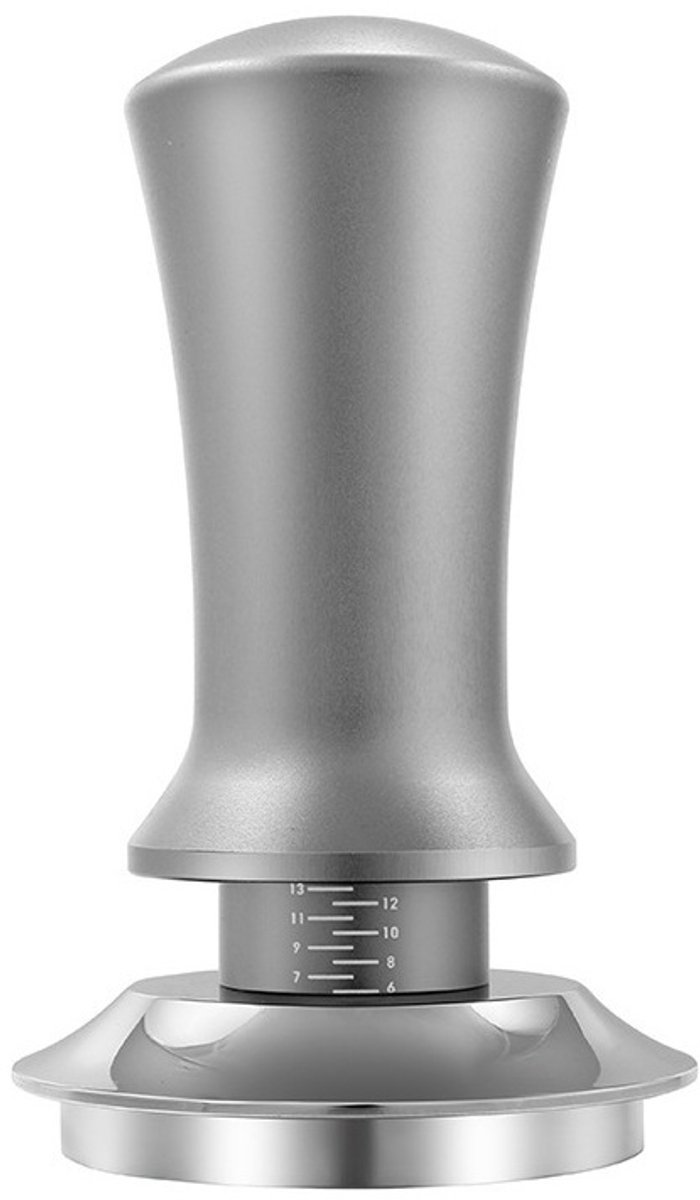 Kaffeetamper - Manueller Tamper - Mit Kalibrierfeder - 100% Plan (53 Mm, Silber)
