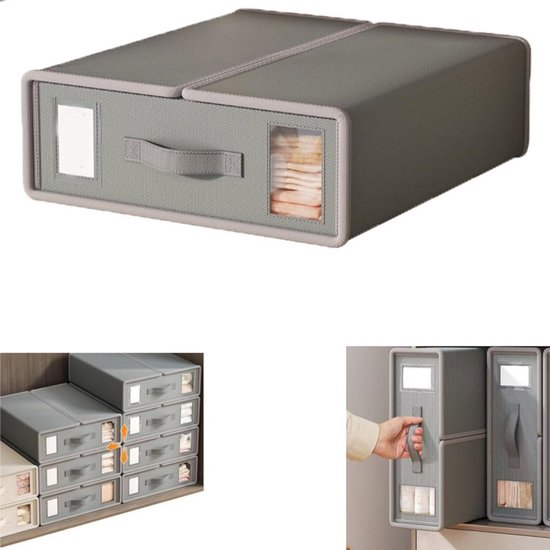 1-teiliger Bettlaken-organizer – Faltbare Aufbewahrungstasche Mit Sichtfenster – Für Die Kleiderschrankorganisation – Grau – 38 X 32 X 11,5 Cm – Für Bettwäsche