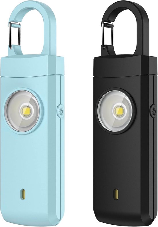 2er-pack 130 Db Personenalarm – Mit Led-licht – Blau/schwarz