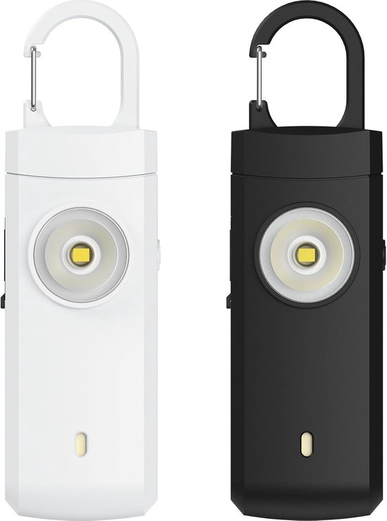 Personenalarm, 2er-pack, 130 Db Lauter Ton Und Blinklicht, Selbstverteidigungs-schlüsselanhänger, Notsignal, Für Senioren, Weiß Und Schwarz