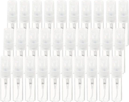3-ml-glas-sprühflasche, 30 Stück Zerstäuber, Nachfüllbarer Parfümzerstäuber, Mini-parfümzerstäuber, Transparente Reise-sprühflasche, Kleines Glas