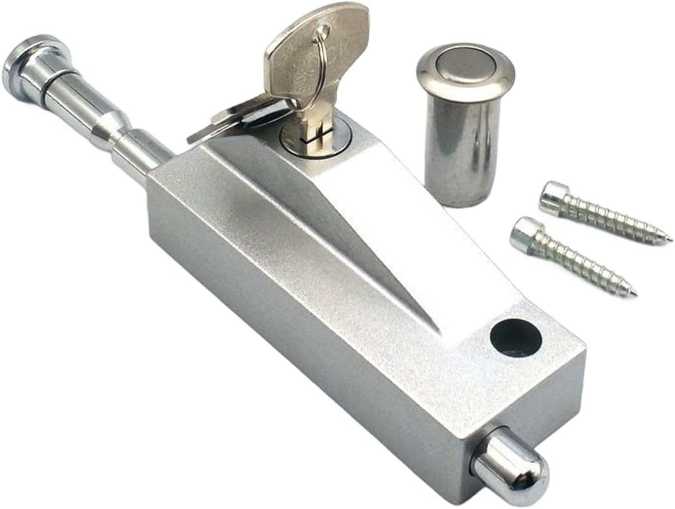 Terrassentürschloss, Push-pull-terrassentürschloss Mit Riegel, 1 Satz Zusätzliches Sicherheitsschloss Für Terrassentüren Aus Fensterglas (silber).