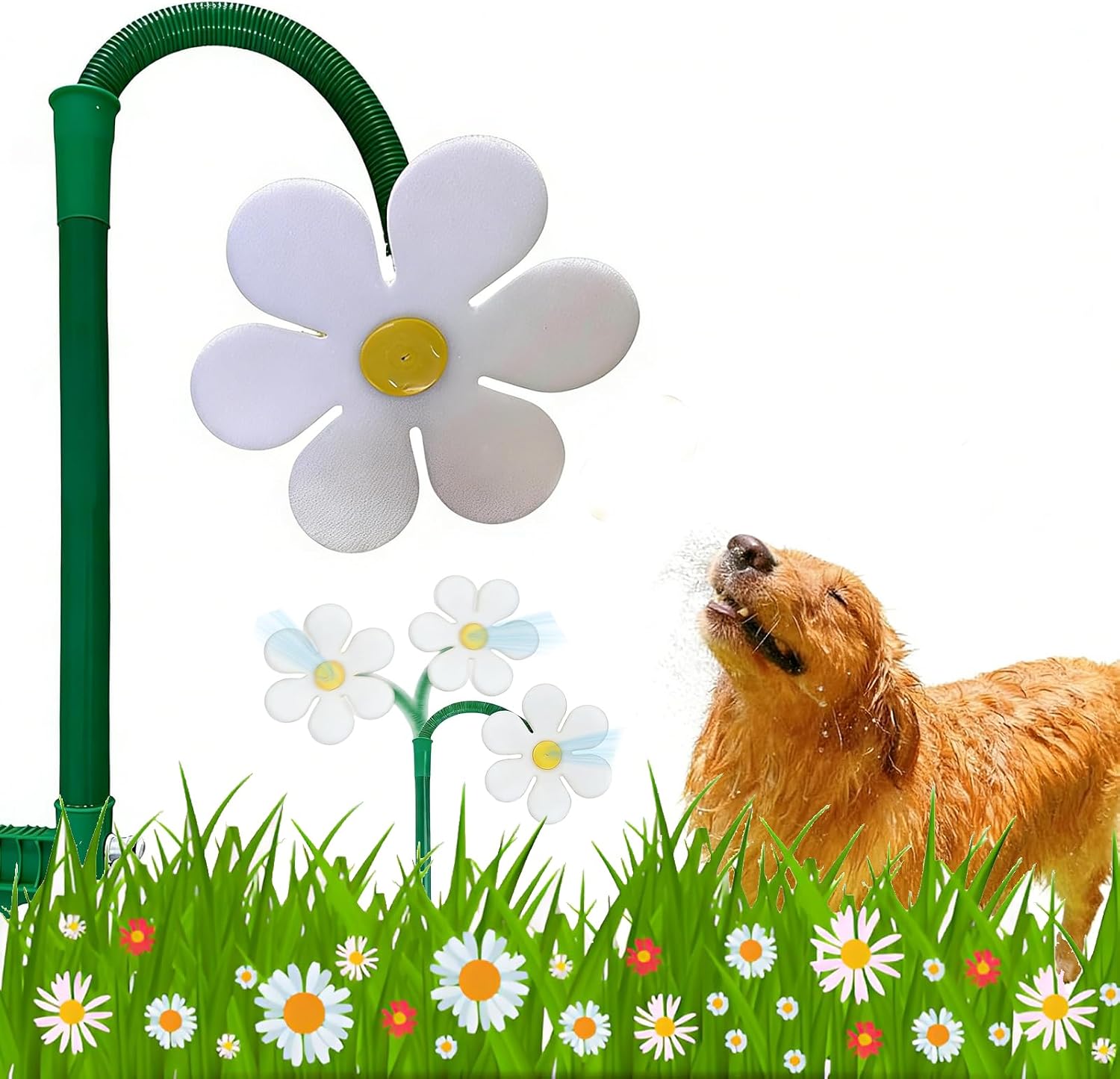 Rasensprenger – 360° Drehbarer Sonnenblumen-rasensprenger, Geeignet Für Rasen Und Garten, Ideal Für Spielende Hunde Im Freien, Gartenbewässerungsgerät – Weiß