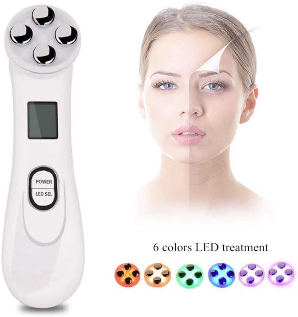 Gesichtspflegegerät – Ems-mikrostrom – Rf-gesichtsbehandlungsgerät – Led-lichttherapie – Hautpflege – Straffung Und Festigung – Weiß