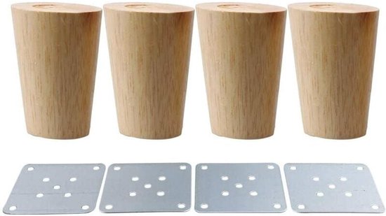 Einzelne Tischbeine Aus Holz, Möbelbeine Aus Holz, Runde Möbelbeine Aus Holz, Schrankbeine Aus Holz Mit Geräuschdämpfenden Gummifüßen, Montageplatten/schrauben