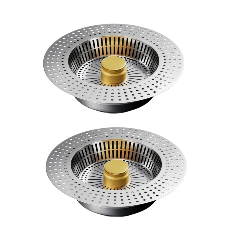 2-teiliger, Robuster Und Langlebiger Küchenspülen-ablauffilter Aus Edelstahl Mit Goldfinish Und Integriertem Auffangkorb Für Speisereste Zur Organisation Und Reinigung