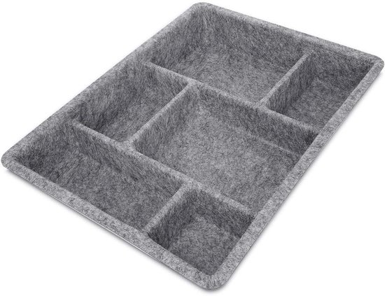 Schubladenorganizer Aus Filz, Geeignet Zur Aufbewahrung Von Schmuck, Büromaterial Oder Kosmetikartikeln – 6 Fächer – Grau – 405 X 305 X 6 Cm