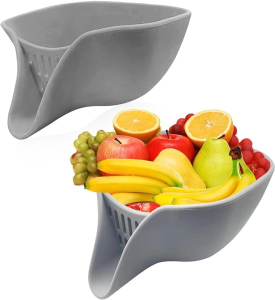 Multifunktionales Abtropfgestell, Trichter, Silikon-abtropfkorb, Lebensmittelkorb Mit Trichter, Für Gemüse, Nudeln, Obst, Salate Und Küchenutensilien (grau).