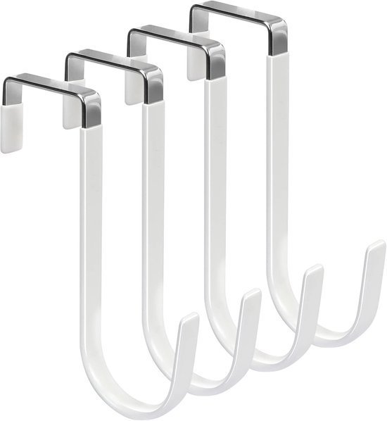 Türhaken – Mit Kratzfestem Gummimaterial – Edelstahl-türhaken-set – 4-teilig – Weiß