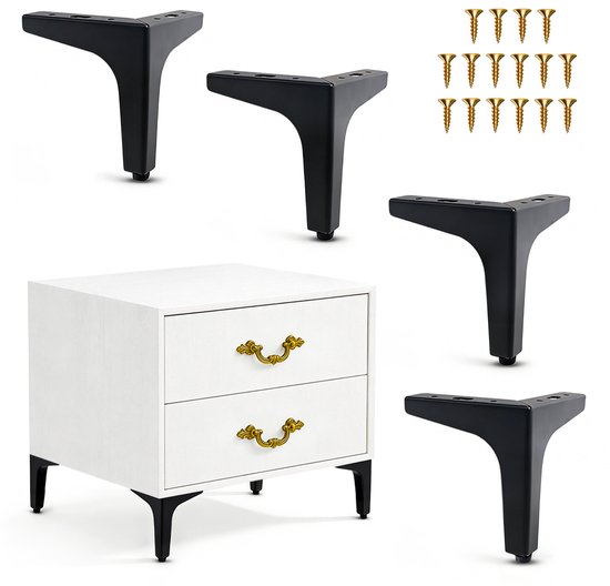 Vierteiliges Luxus-tv-schrankbein – Dreibein – Möbel-/couchtisch-/sofabeine – Metall – Schrauben Inklusive – Robust/rutschfest – 15 Cm