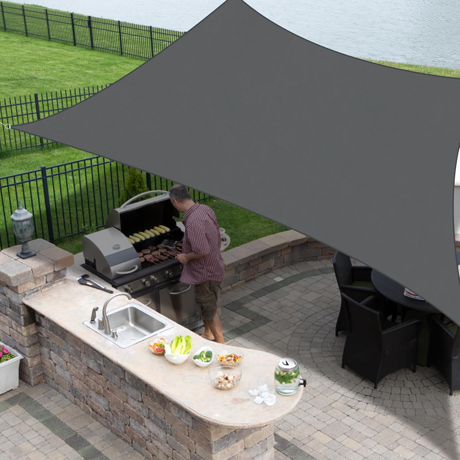 2x3m Großes, Rechteckiges Sonnensegel Mit Ringen, 95% Uv-schutz, Geeignet Für Hof, Terrasse, Garten, Pool Und Camping