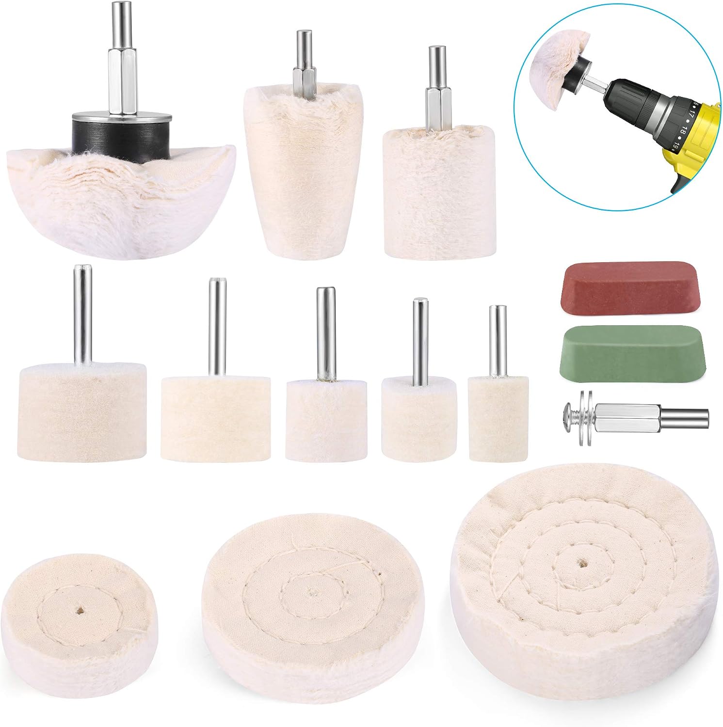 Polierzubehör, Akkuschrauber, Polierscheiben/polierpads/polierkegel, Konische Bürstensets, Fussel, Geeignet Für Elektrische Bohrmaschinen